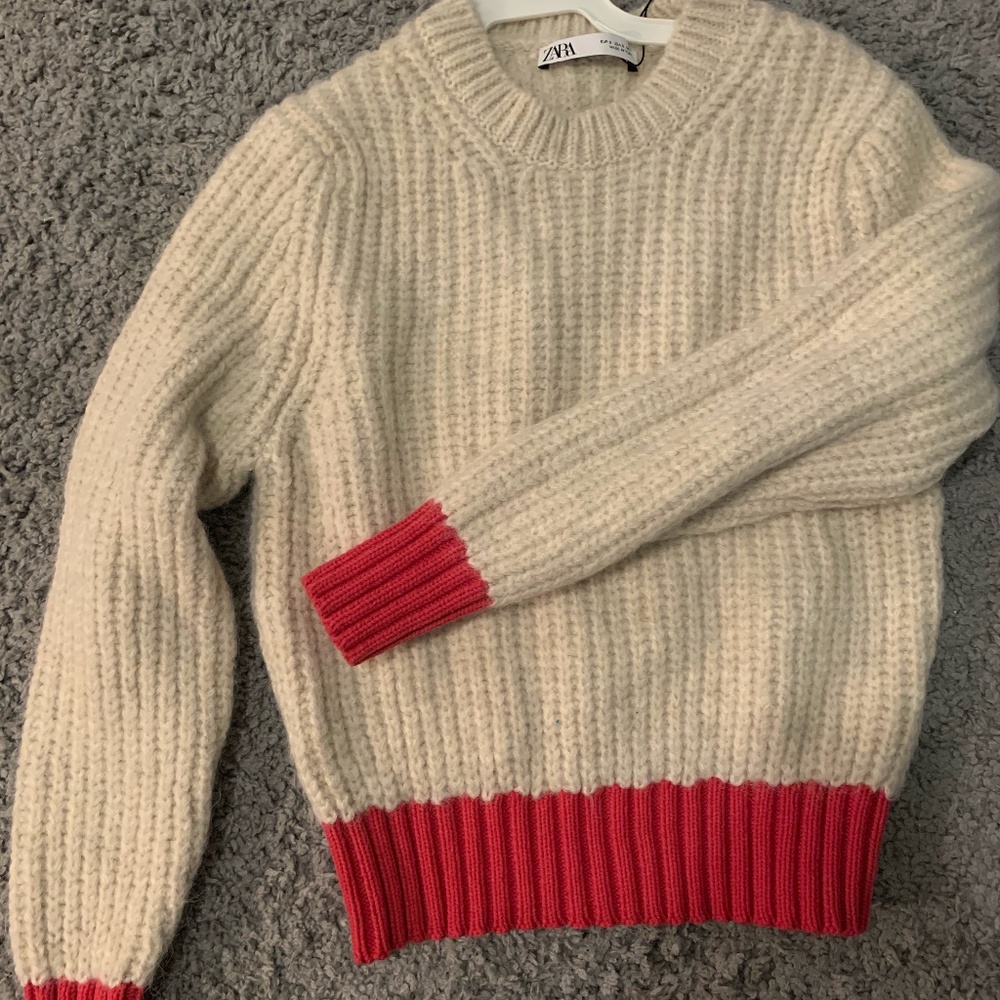 Zara Sweater with Red trim